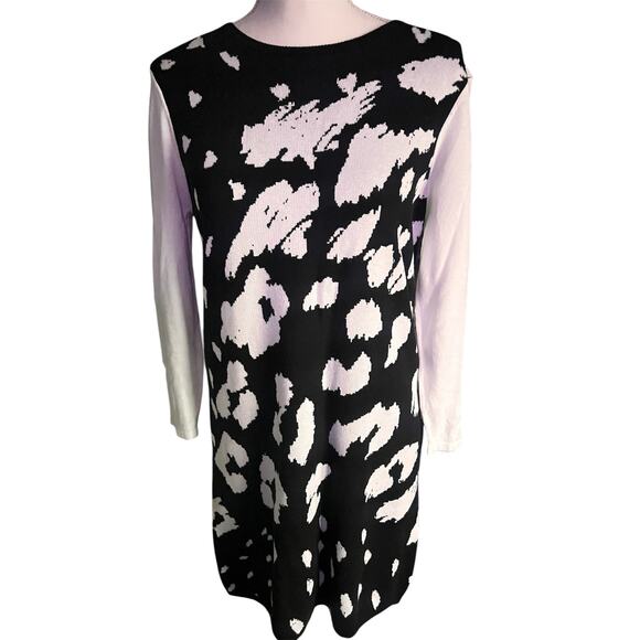 TIBI NY BLACK AND WHITE WOMENS SWEATER/DRESS-OVERSIZEDSWEATER NWT-M - Picture 1 of 4